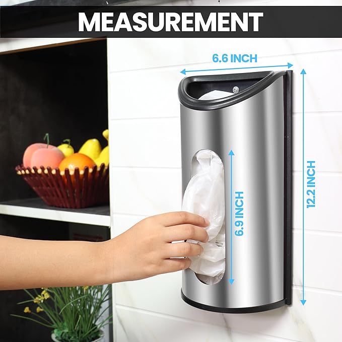 Utopia Kitchen Grocery Plastic Bag Holder and Dispenser Medium, Easy Wall Mount Bag Saver, Stainless Steel, Silver