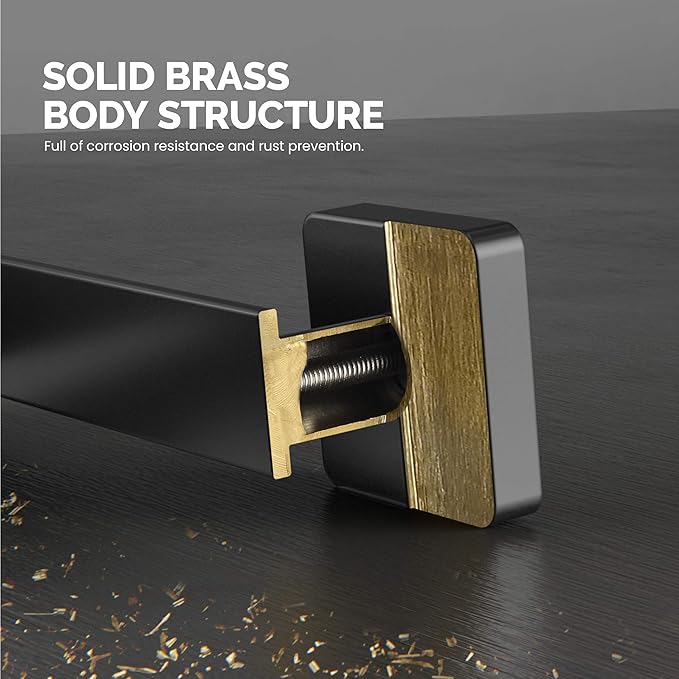 KIBI Blaze 2-Piece Bathroom Hardware Set – Towel Bar and Toilet Paper Holder, Wall Mounted Bathroom Accessory Set, Rust-Resistant Solid Brass, Modern Square Design (Matte Black, KBA16-2-1)