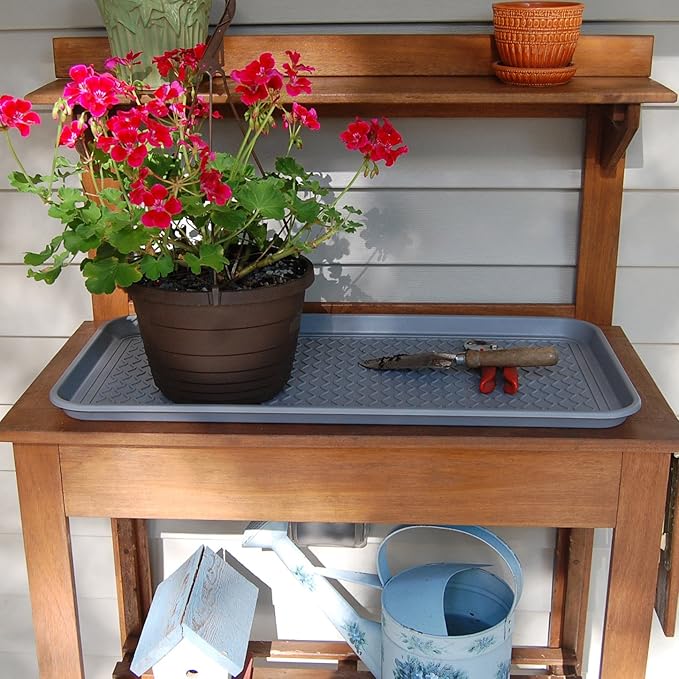 SassiLeaf Multi-Purpose Tray in Decorator Colors - 30” L x 15” W x 1.20” H (Slate Gray Set of 2)