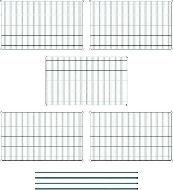Commercial NSF Listed Green Epoxy Stationary Wire Shelving Kit 36" x 60" x 74", with 5 Shelves Perfect for Warehouse, Walk-in Refrigerator, Freezer, Grocery Store, Restaurant, Dishroom