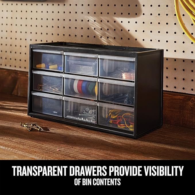 CRAFTSMAN Plastic Storage Organizer Bin System, 9 Compartment, Modular, Home Office (‎CMST40709)