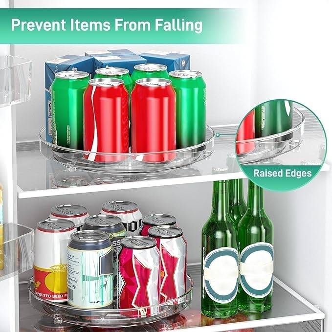 3 Pack Lazy Susan Organizer, 9.5 Inch Lazy Susan Turntable for Cabinet, Refrigerator Organizer for Pantry Organizers and Storage, Non-Skid Fridge Organizer