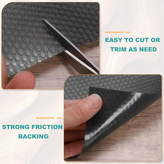 HARFINGTON Shelf Liner 24" x 10ft EVA Non-Slip Drawer Mats Waterproof Circular Mesh Texture Liner for Kitchen Cabinets Cupboard Refrigerator Shelves, Black