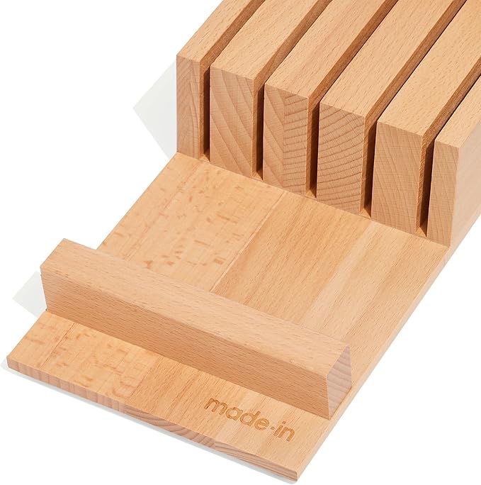 Made In Cookware - 9 Piece Knife Organizer - Italian Beechwood - Crafted in Italy