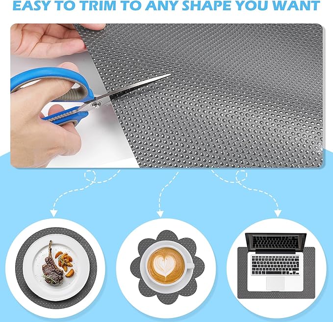MooiFun Drawer Liners, Waterproof Shelf Liner, Anti-Slip Non-Adhesive BPA Free Kitchen Cupboard Cabinet Liner Refridge Fridge Mats Sink Protector Strong Durable for Home (Grey/23.6in x 20Ft)