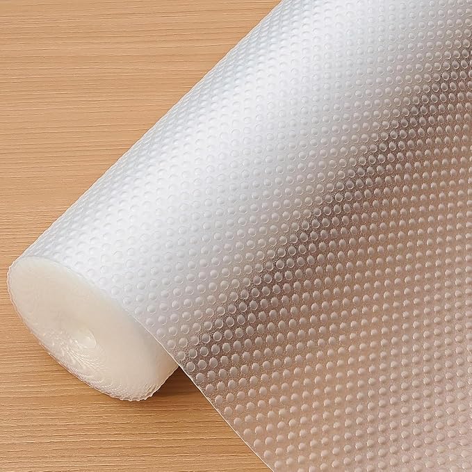 Hersvin Shelf Liners, 20in x 20ft Kitchen Drawer Mats, Non-Adhesive EVA Cupboard Protector, Cabinet Lining, Refrigerator Liner (Clear Dot)