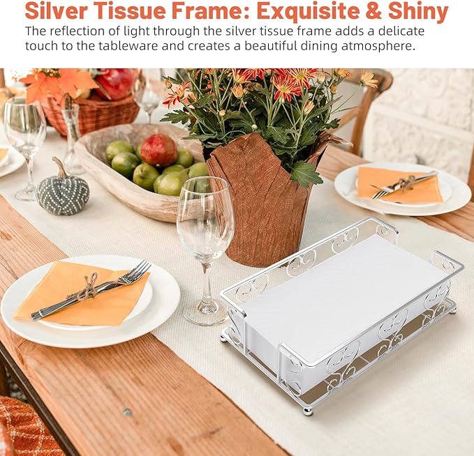Napkin Holder & Guest Towel Tray - Stainless Steel Disposable Paper Towel Dispenser for Bathroom, Table, Kitchen Countertop, Dinner Table, Vanity