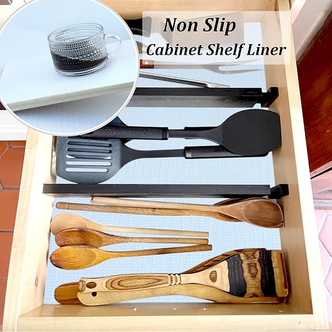 Shelf Liners for Cabinets Waterproof 15 Inch Wide X 20 Ft Non Adhesive Drawer Liners White Non Slip Washable Cabinet Mat for Kitchen Refrigerator Shelves Pantry Bathroom Cupboard Closet Dresser