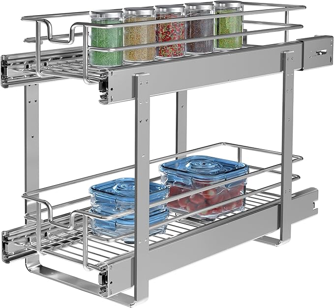 2-Tier Cabinet Pull Out Shelves (8" W x 22" D)