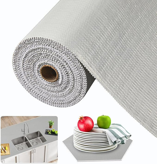Beautysaid Shelf and Drawer Liner for Kitchen Cabinet, Non Adhesive Non Slip Shelf Paper Waterproof Washable Thickened for Dresser Pantry Shelve Bathroom Protector Liner(Light Grey,12 in x 10 FT)