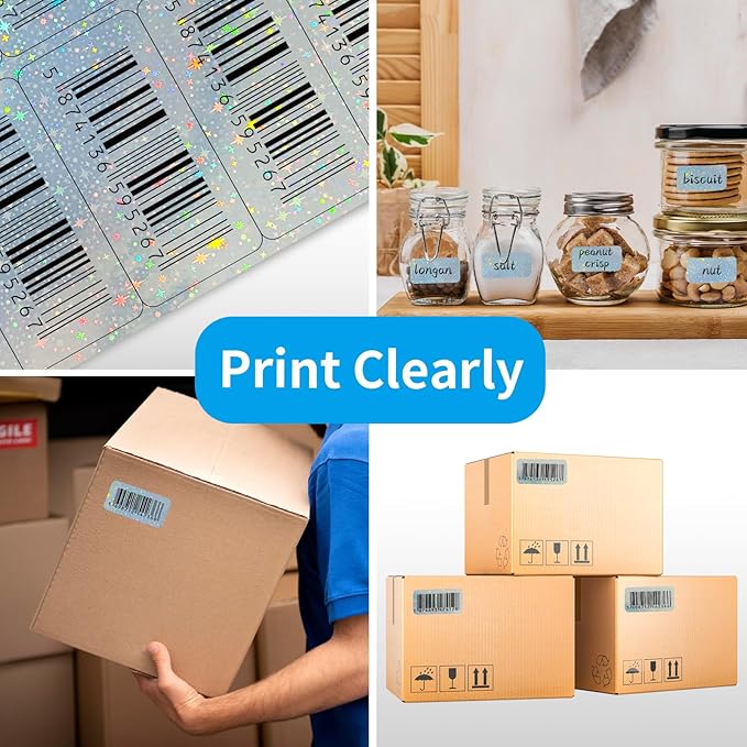 YEGAWEN Shipping Labels Stickers, 2"×4" Printable Holographic Mailing Labels for Laser/Inkjet Printing- Matte Holographic Star- 8.5"×11"- 20 Sheet