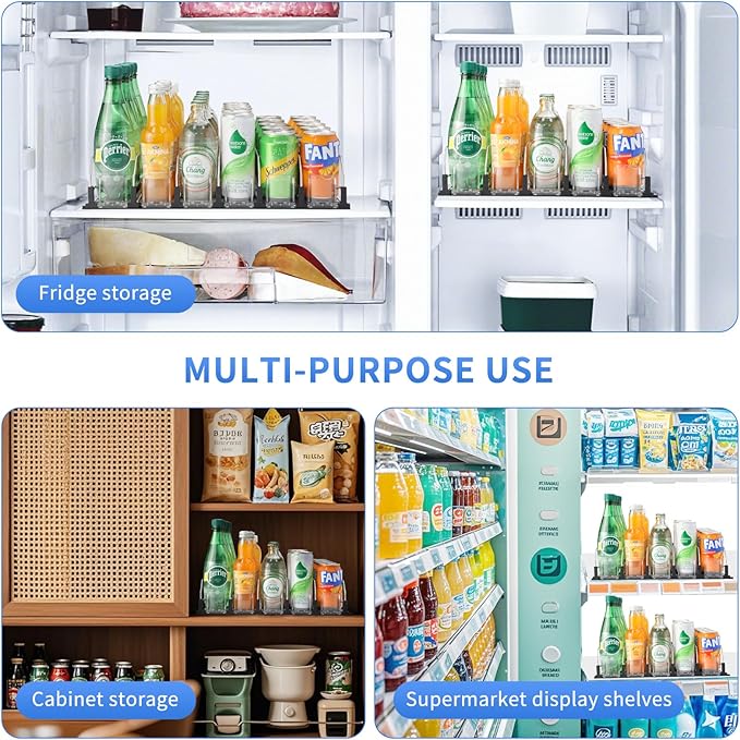 Upgraded Drink Organizer for Fridge，Soda Can Dispenser for Refrigerator，Automatic Self-Pushing Drink Pusher，Space-Saving Fridge Storage，Holds up to 25-30 Cans, 5 Row