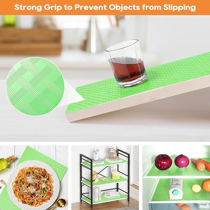 StaHom Fridge Liner Shelf Liners for Kitchen Cabinet Refrigerator Liners Waterproof & Oil-Proof Kitchen Cupboard Liner Non Adhesive Drawer Mats EVA Material for Shelves -Green 11.8 x 118 Inches