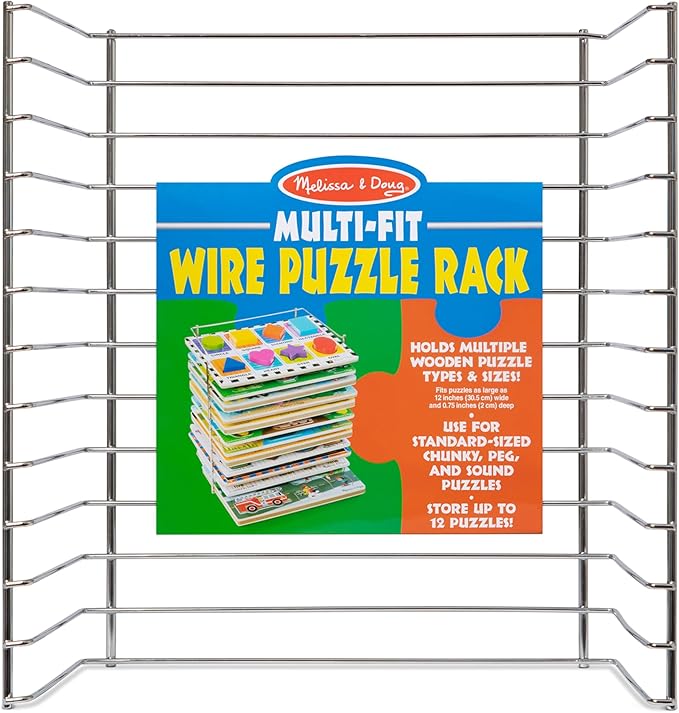 Melissa & Doug Multi-Fit Metal Wire Puzzle Rack 12 inches wide and 0.75 inches deep