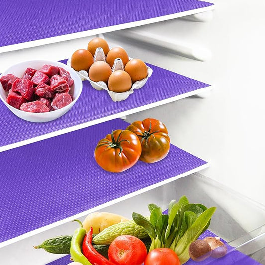 Daixers 10Pcs Refrigerator Liners, Washable Fridge Liner Shelf Mats Refrigerator Pads for Cupboard Cabinet Drawer Home Kitchen Accessories Organization (Purple)
