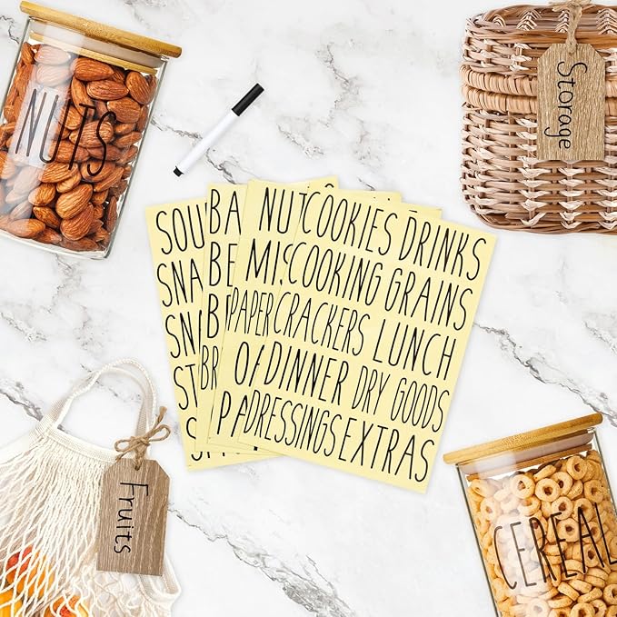 Talented Kitchen Wooden Hanging Tags - Kitchen & Home Organization - Canning Jar & Basket Tags - Wood Labels for Storage Bins - 4.33 x 2.5 in, Pack of 24, 40 Preprinted Labels, Natural Wood