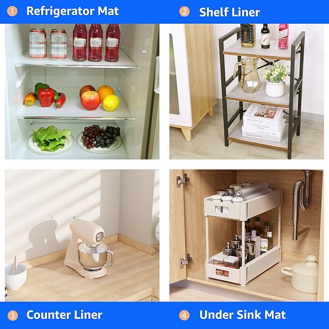 PABUSIOR Shelf Liners for Cabinets: Clear Non-Adhesive Kitchen Drawer Mats - Transparent Waterproof Refrigerator Liner for Pantry Shelves 13" W x 360" L