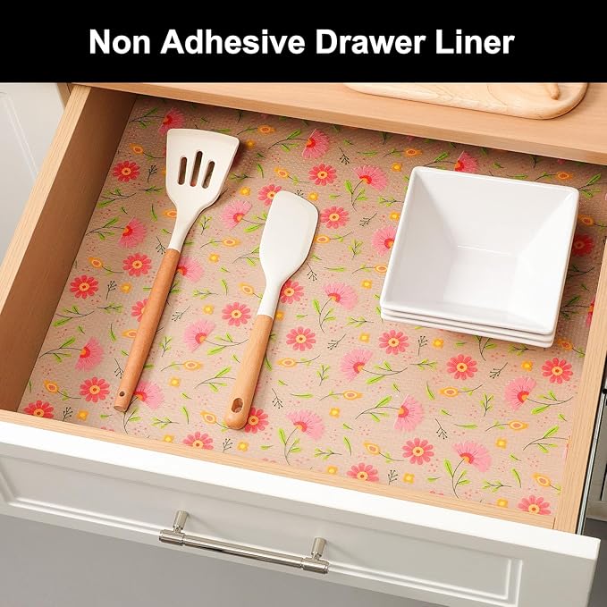 Cooyes Shelf Liner – Premium Non-Adhesive Cabinet & Drawer Liner for Kitchen – Waterproof Shelf Paper with Modern Pattern – Durable EVA Cabinet Mat – Easy to Cut (17.5" W x 78.7" L)