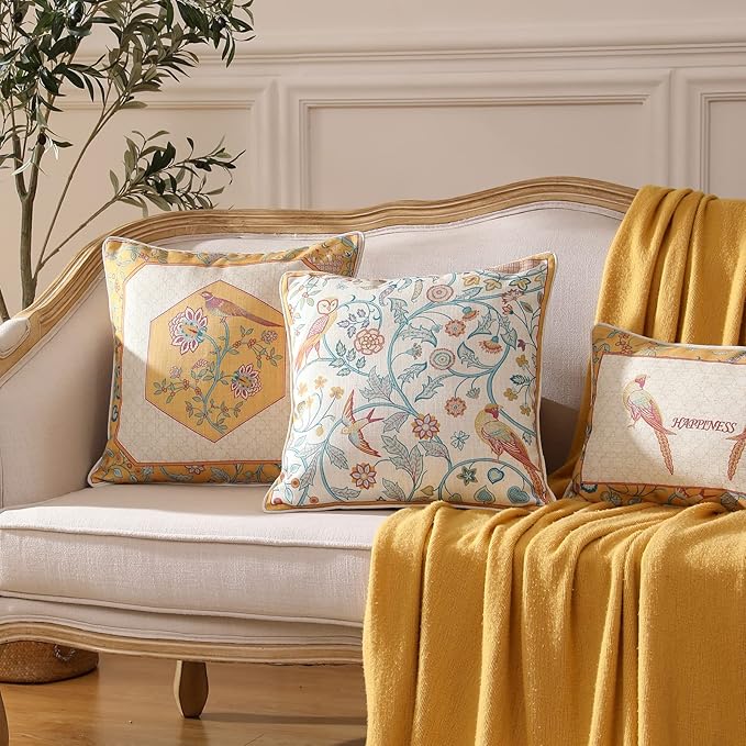 patdrea Linen Decorative Throw Pillow Covers Set Soft Durable Cushion Cases Pillowcase for Couch Bedroom Car Living Room 18"x 18"