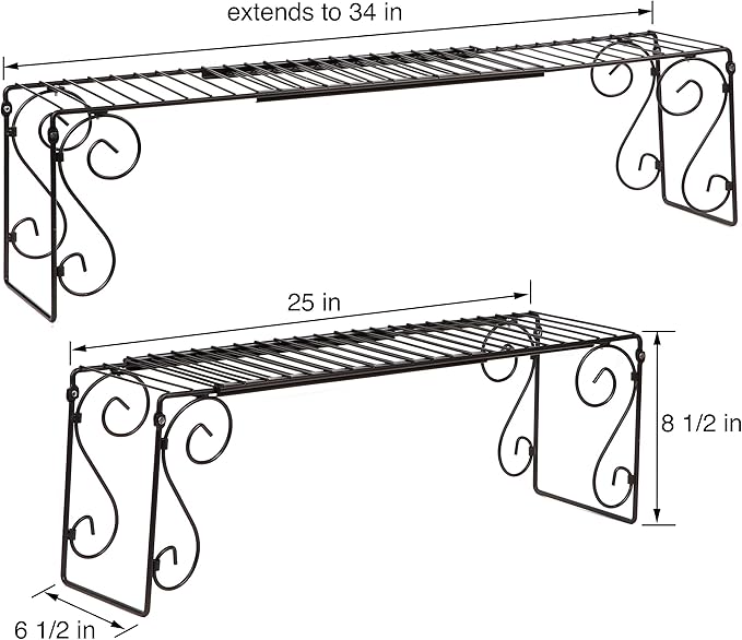 Expandable Over Sink Shelf, Adjustable Metal Sink Organizer (24.5"–40.75") – Kitchen Counter Storage Rack for Soap, Sponge, Plants – Space Saving Over Sink Shelf, Bathroom & Pantry Organizer