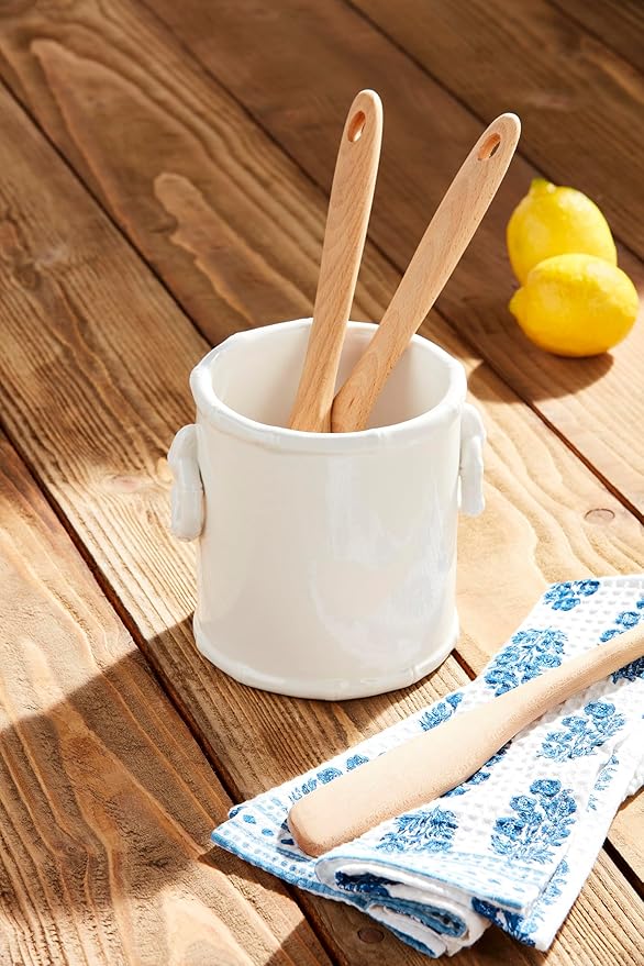 Mud Pie Bamboo Handle Utensil Holder; 6" x 5 1/2" Dia