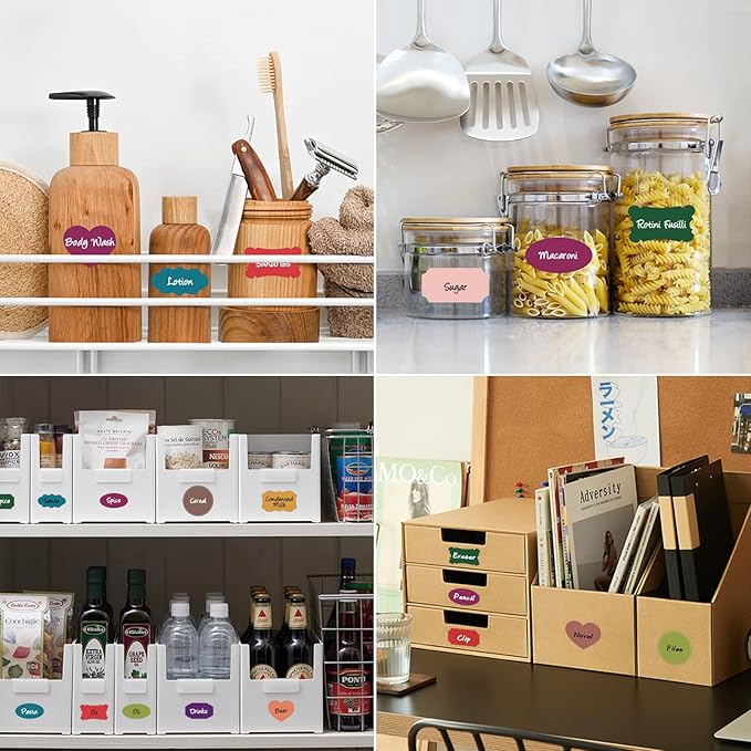 Colored Label Stickers, Removable Chalkboard Labels with 2 Markers, Waterproof Kitchen Labels Self-Adhesive Gift Tag Stickers for Mason Jar,Storage Bin,Food Container,Home Organization,168Pcs