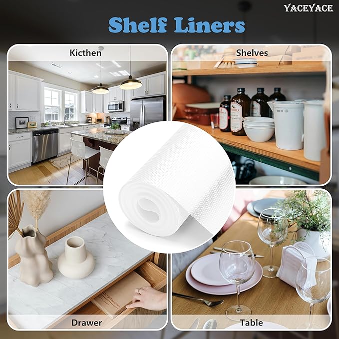 YACEYACE Cabinet Liner for Kitchen, Clear 12” x 20 FT Shelf Cabinet Liner, Waterproof, Non-Slip, Non Adhesive, Shelf Liners for Drawer, Refrigerator