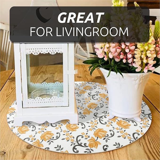 FIFTY FEET 12X120 Inch Shelf Liner for Kitchen Cabinets, PVC Drawer Liner for Dresser Non-Slip Bathroom, Non-Adhesive Cabinet Liner Washable (Yellow Floral)(3 Roll)