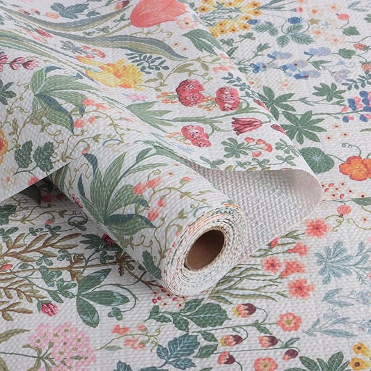 Floral Shelf Drawer Liners, Non Adhesive and Strong Non-Slip Colorful Cabinet Drawer Shelf Liners for Kitchen Wire Fridge, Waterproof Cabinet Liner,Easy to Clean,12IN x 10FT