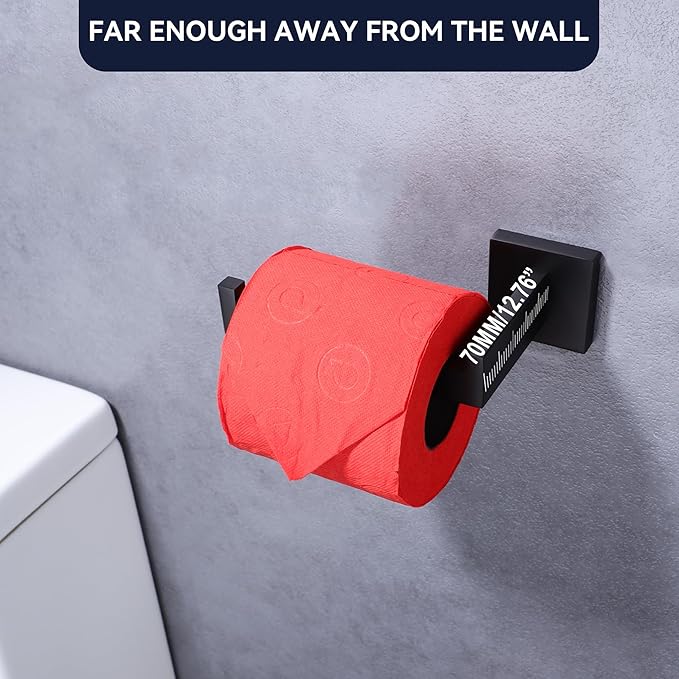 LANC Black Toilet Paper Holder, Bathroom Toilet Paper Roll Holder Wall Mount for Bathroom Kitchen, TP Holder Tissue Roll Dispenser Hanger Stainless Steel, Matte Black Left A8807MB-LF