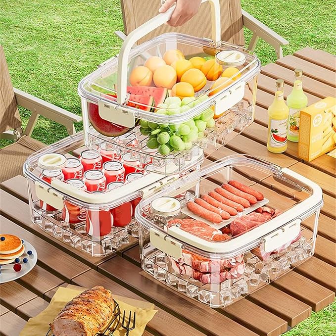 Fridge Storage Box Set with Handles Sturdy Clear Fridge with Lid Stackable Organizers for Kitchen Food Containers