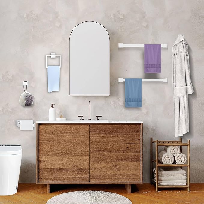 Brushed Nickel Bathroom Hardware Accessories Set 10-Piece Brushed Towel Bar Set Bath Towel Holder Set Stainless Steel Wall Mounted Towel Rack Set,23.6 in