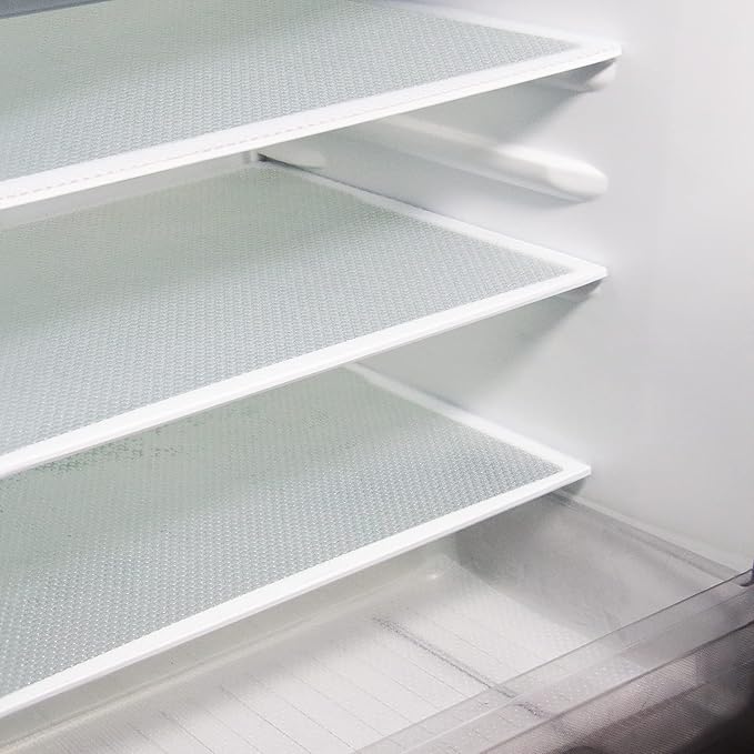 Rwotlls 8Pcs Refrigerator Liners, Washable Fridge Liner Mats Covers Pads for Glass Shelf Cupboard Cabinet Drawer Home Kitchen Accessories Organization (Clear)