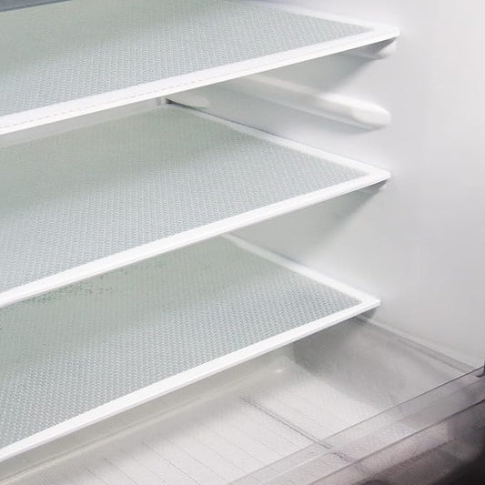 Rwotlls 8Pcs Refrigerator Liners, Washable Fridge Liner Mats Covers Pads for Glass Shelf Cupboard Cabinet Drawer Home Kitchen Accessories Organization (Clear)