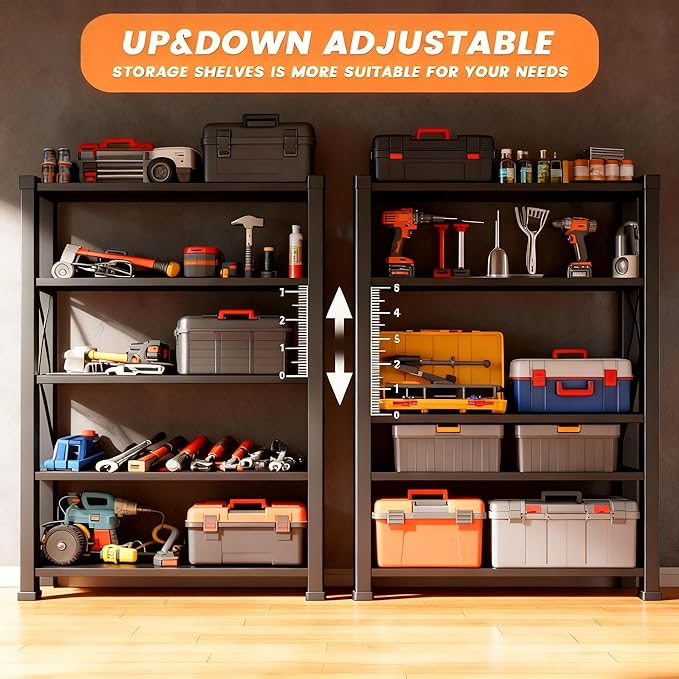 Metal Garage Shelving Unit, Heavy Duty 6-Tier Adjustable Storage Rack, Steel Shelving,2000 lbs Capacity, Industrial Shelves for Heavy Tools and Equipment (6-Tier 77.4" H × 39.4" W × 17.7" D)