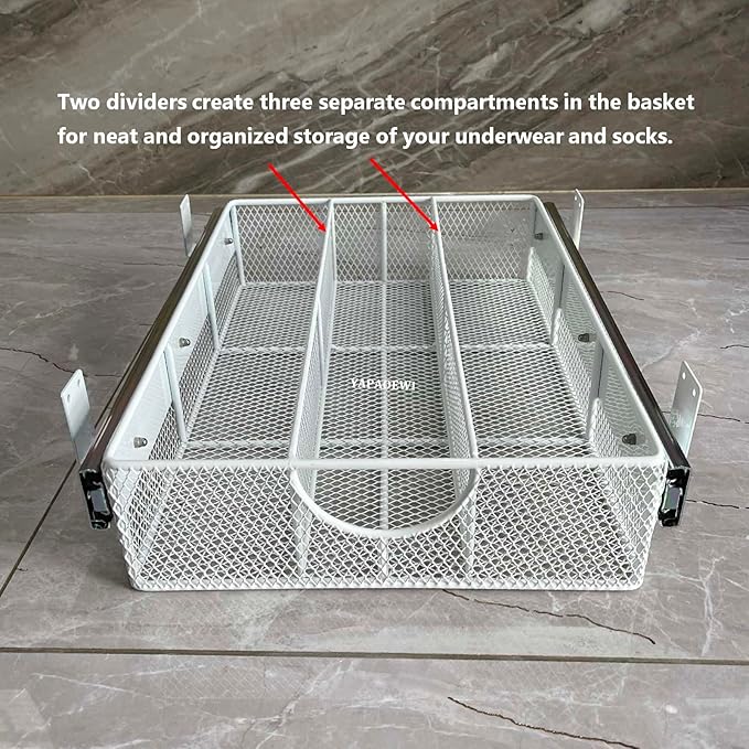 Pull Out Closet Drawer for Clothes | Sliding Wire Basket for Wardrobe Cabinets | Roll Out Storage Organizer | Side Mounting | for Home, Kitchen,Pantry