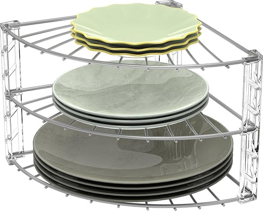Simple Houseware 3-Tier Counter Corner Shelf Organizer, Silver