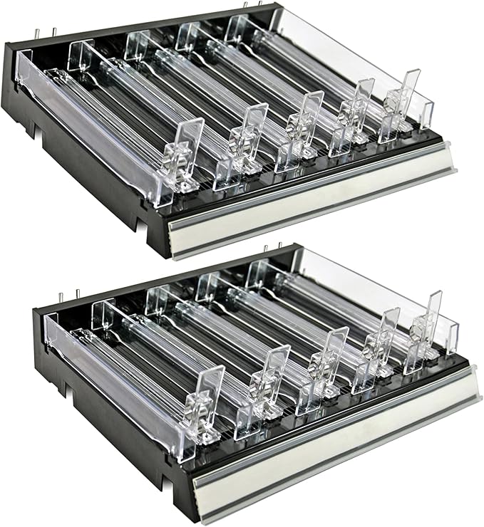 Azar Displays 225830-SHORT-BLK Adjustable Short Divider Bin Cosmetic Tray with Pushers - Customize Slot Size to Product, Black 2-Pack