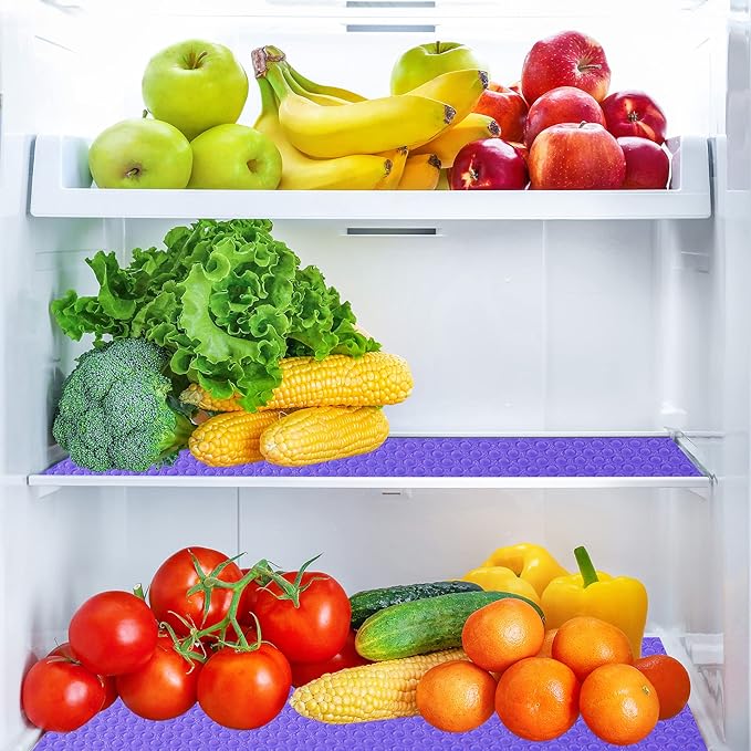 Rwotlls 8Pcs Refrigerator Liners, Washable Fridge Liner Mats Covers Pads for Glass Shelf Cupboard Cabinet Drawer Home Kitchen Accessories Organization (Purple)