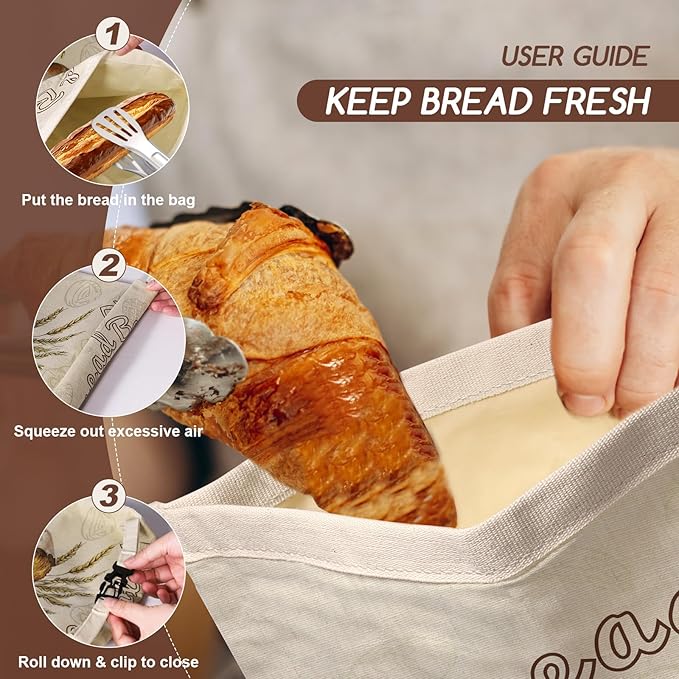 fufeisi Beeswax Bread Bags for Sourdough, 2 Pack Reusable Bread Bag for Storage XL 17x13 Inch, Large Linen Beeswax Bread Bags for Homemade Sourdough with 1 Linen Bowl Cover - Keep Fresh, Freezer Safe