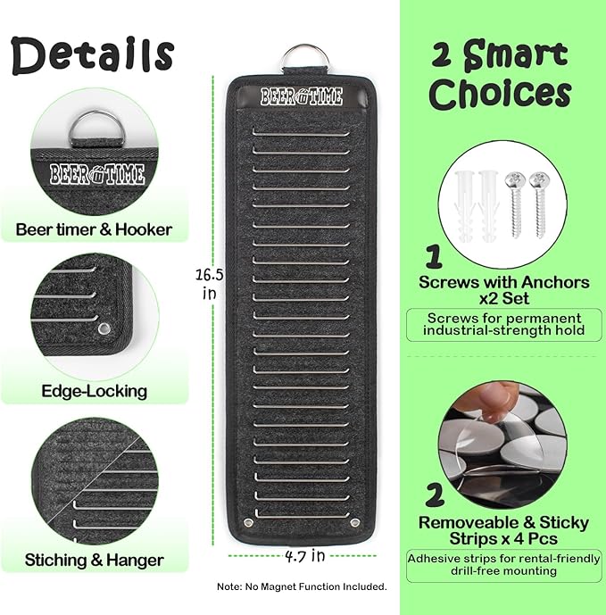 Cooler Holder, Can Cooler Organizer Wall Mount for Easy Display and Access, Hang Up to 22 Coolers, Beer Can Sleeves Holders Cooler Storage, Can Cooler Dispenser for Home, Beer Gift for Men