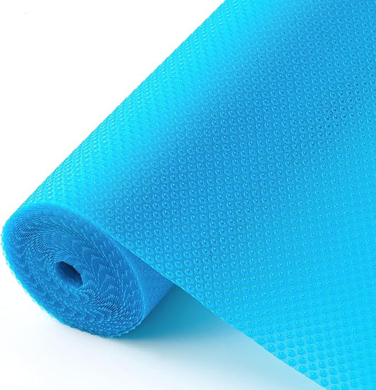 ALIUNI 100% EVA Shelf Liner for Kitchen Cabinet, 12" x 240" Drawer Liners Non Adhesive Non Slip Waterproof Plastic Paper, Dresser Pantry Bathroom Refrigerator Protector, Blue