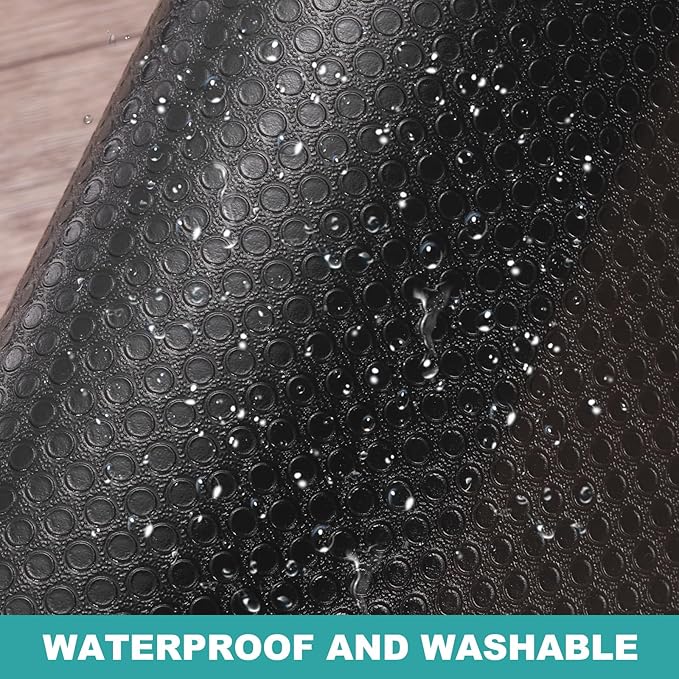 HARFINGTON Shelf Liner 12" x 5ft EVA Non-Slip Drawer Mats Waterproof Circular Mesh Texture Liner for Kitchen Cabinets Cupboard Refrigerator Shelves, Black