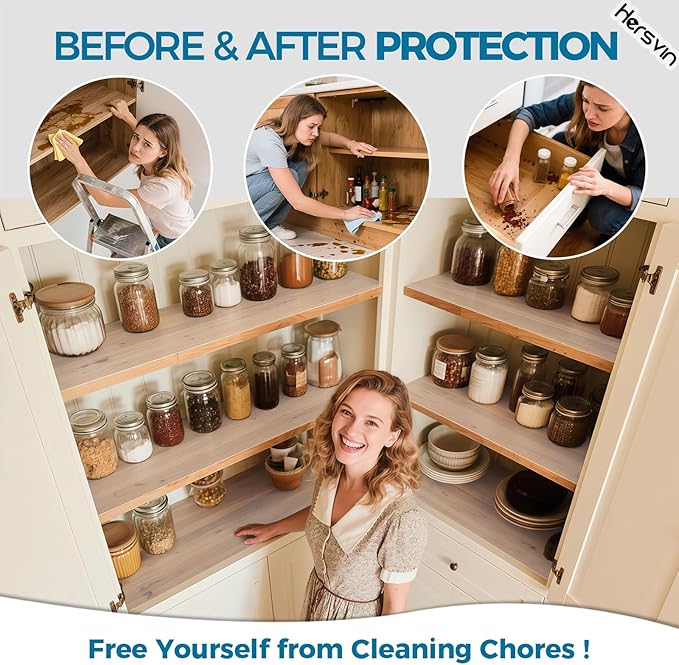 Hersvin Shelf Liners 24 in x 20 ft Drawer Mats Non-Adhesive Cupboard Protector Kitchen Cabinet Lining Fridge Liner (Clear/Diamond)