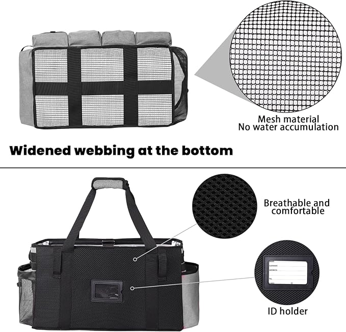 Timoxi Extra large Cleaning Caddy Bag Built-in Sturdy Support Board, Cleaning Organizer with Detachable Divider, Cleaning Supply Tote with Adjustable Shoulder Strap (Grey, 19'' x 11'' x 11'')