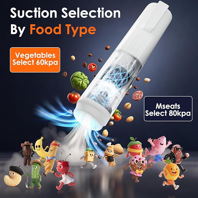 Natupo Compact Vacuum Sealer for Food (Contains 30 Reusable Seal Bags) Featuring LED Pressure Display, Ultimate Suction Power, Handheld Vacuum Sealer Machine, Portable Food Sealer