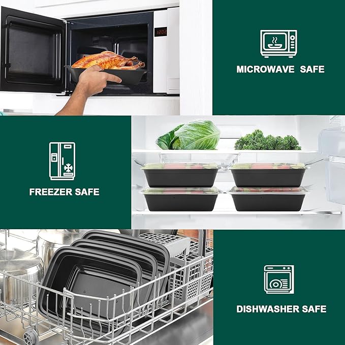 KEEP COLDER 38 Oz Plastic Meal Prep Containers - [100 Set] Food Storage Containers with Lids - Clear Disposable To Go Containers, BPA Free, Stackable, Leakproof, Microwave and Freezer Safe
