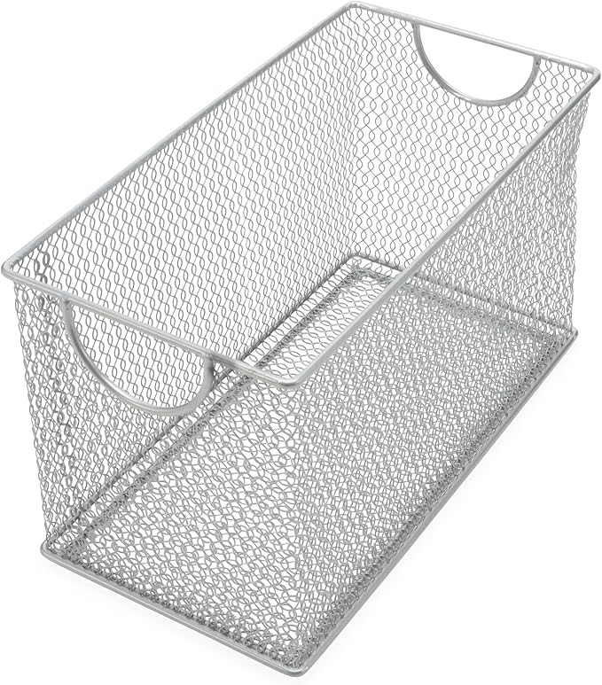 YBM Home Kitchen Pantry Organizer Wire Basket for Shelves, Cabinets, Pantry, Countertop, Mesh Open Storage Bin Metal Basket for Organizing Food Supplies, 10.75x5.5x6.5