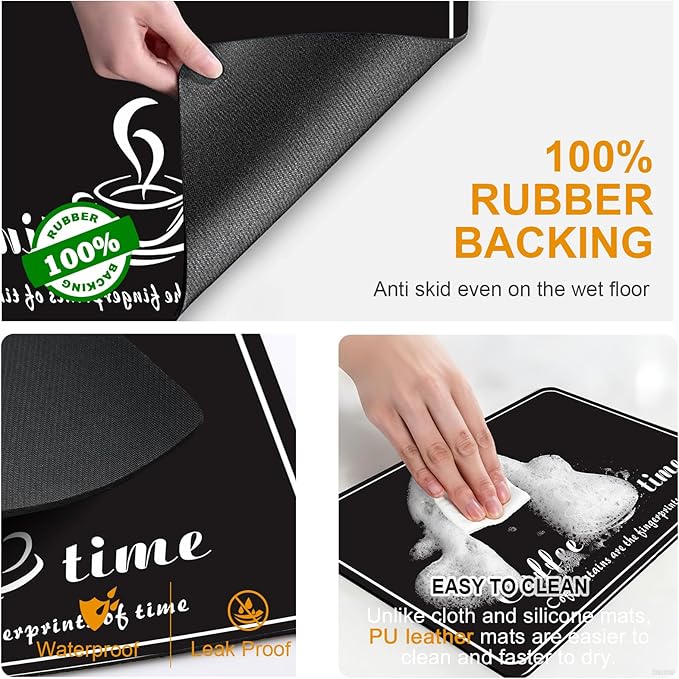 Dish Drying Mat & Coffee Mat for Kitchen Counter, Absorbent Microfiber Waterproof Mat with Non-Slip Backing, Multi-Size Multi-Color Options, Sink and Coffee Bar Accessories