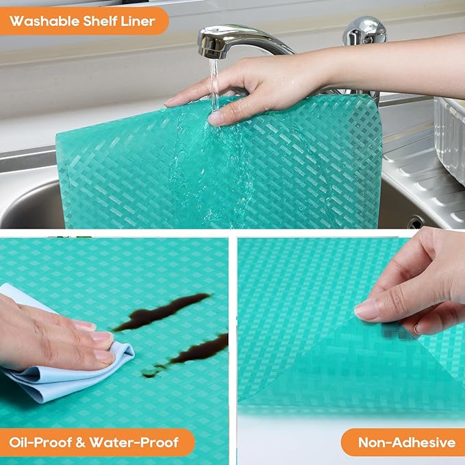 StaHom Fridge Liner Shelf Liners for Kitchen Cabinet Refrigerator Liners Waterproof & Oil-Proof Kitchen Cupboard Liner Non Adhesive Drawer Mats EVA Material for Shelves 11.8 x 59 Inches